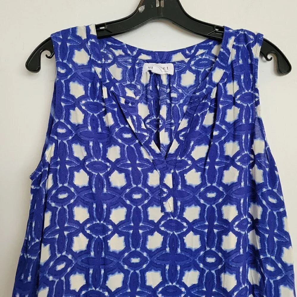 Velvet by Graham and Spencer Sleeveless Blue Bonita Atlantis Shift Dress Small